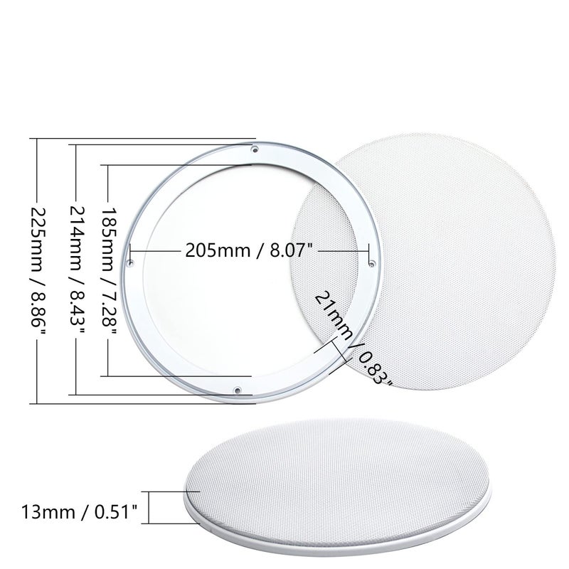 Fielect غطاء شبكة مكبر الصوت Fielect 8 بوصة - واقي شبكة فرعية دائري أبيض - Image 2